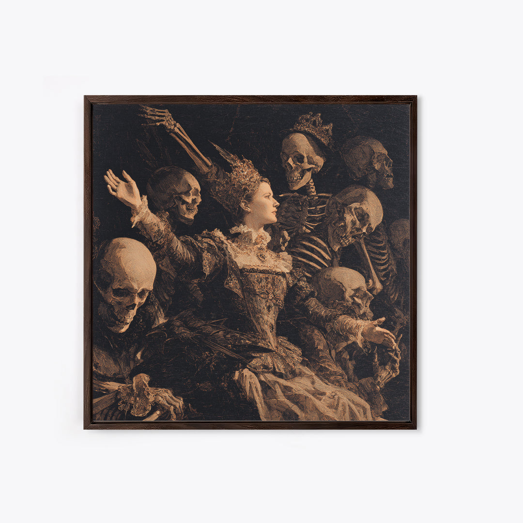 The Necromancer Queen, Danse Macabre Art, Square Wall Art, Macabre Wall Art, Canvas Print, Halloween Wall Art