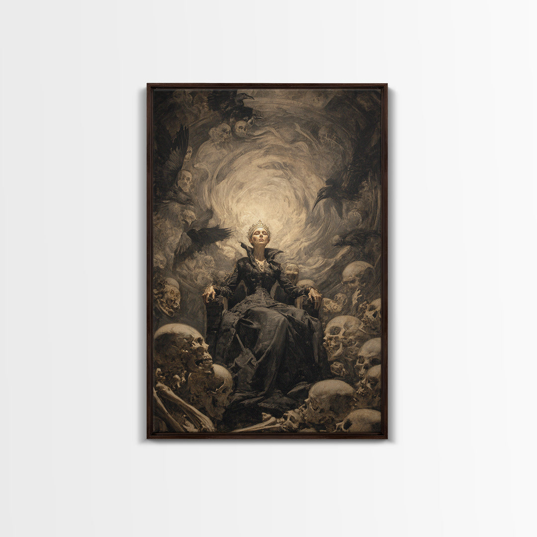 The Necromancer Queen, Gothic Nightmare Art, Vertical Wall Art, Dark Halloween Decor, Canvas Print, Halloween Wall Art