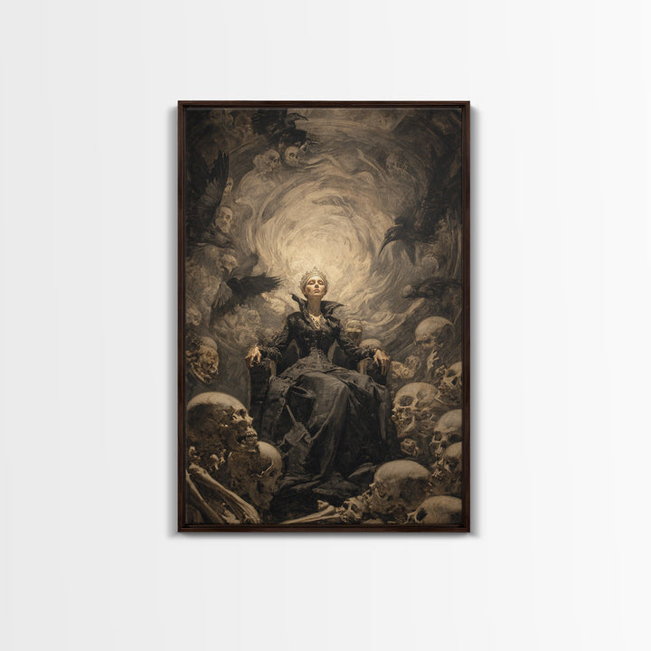 The Necromancer Queen, Gothic Nightmare Art, Vertical Wall Art, Dark Halloween Decor, Canvas Print, Halloween Wall Art
