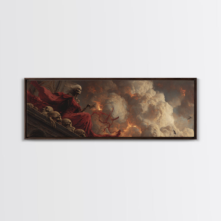 The Necromancer Queen, Apocalyptic Romantic Art, Extra Wide Wall Art, Macabre Wall Art, Canvas Print, Halloween Wall Art