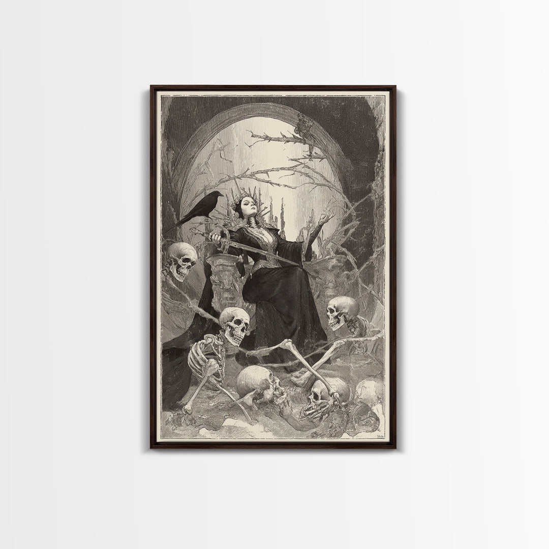 The Necromancer Queen, Decadent Gothic Art, Vertical Wall Art, Gothic Horror Wall Art, Canvas Print, Halloween Wall Art