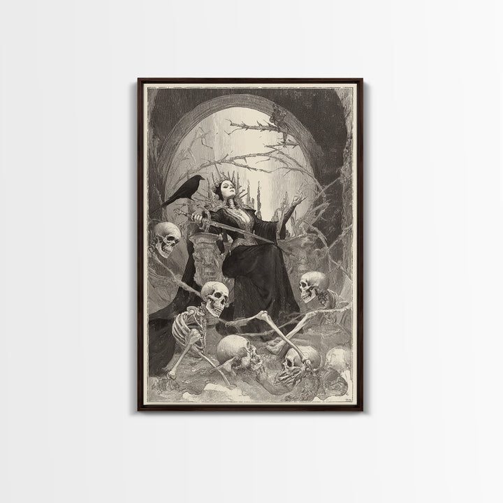 The Necromancer Queen, Decadent Gothic Art, Vertical Wall Art, Gothic Horror Wall Art, Canvas Print, Halloween Wall Art