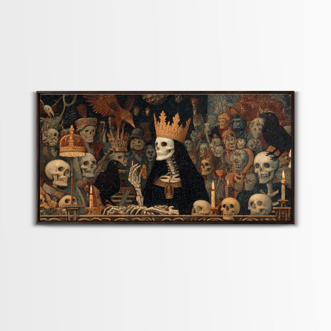 The Necromancer Queen, Grotesque Carnival Art, Wide Panoramic Art, Macabre Wall Art, Canvas Print, Halloween Wall Art, Seasonal Home Decor