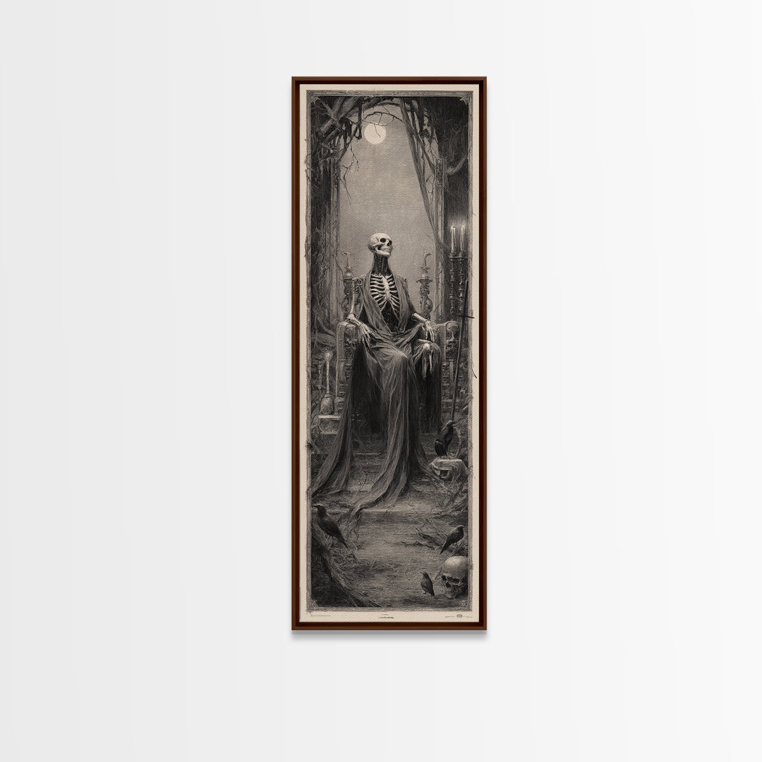 The Necromancer Queen, Surreal Apocalyptic Art, Tall Narrow Wall Art, Macabre Wall Art, Framed Canvas Print, Halloween Wall Art