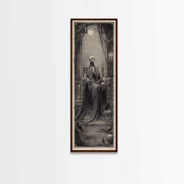 The Necromancer Queen, Surreal Apocalyptic Art, Tall Narrow Wall Art, Macabre Wall Art, Framed Canvas Print, Halloween Wall Art