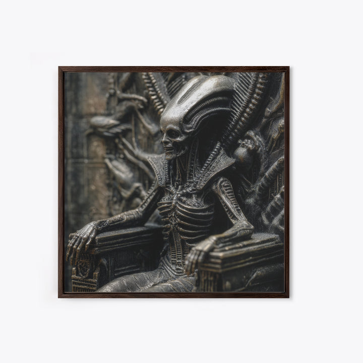 The Necromancer Queen, Biomechanical Horror Art, Square Wall Art, Dark Halloween Decor, Canvas Print, Halloween Wall Art, Spooky Wall Decor