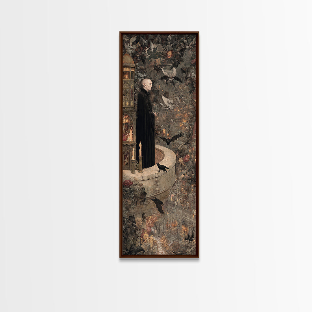 The Bat Prince, Medieval Grotesque Art, Tall Narrow Wall Art, Dark Fantasy Wall Art, Canvas Print, Halloween Wall Art