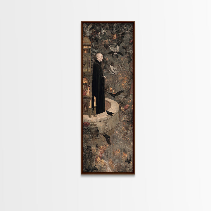 The Bat Prince, Medieval Grotesque Art, Tall Narrow Wall Art, Dark Fantasy Wall Art, Canvas Print, Halloween Wall Art
