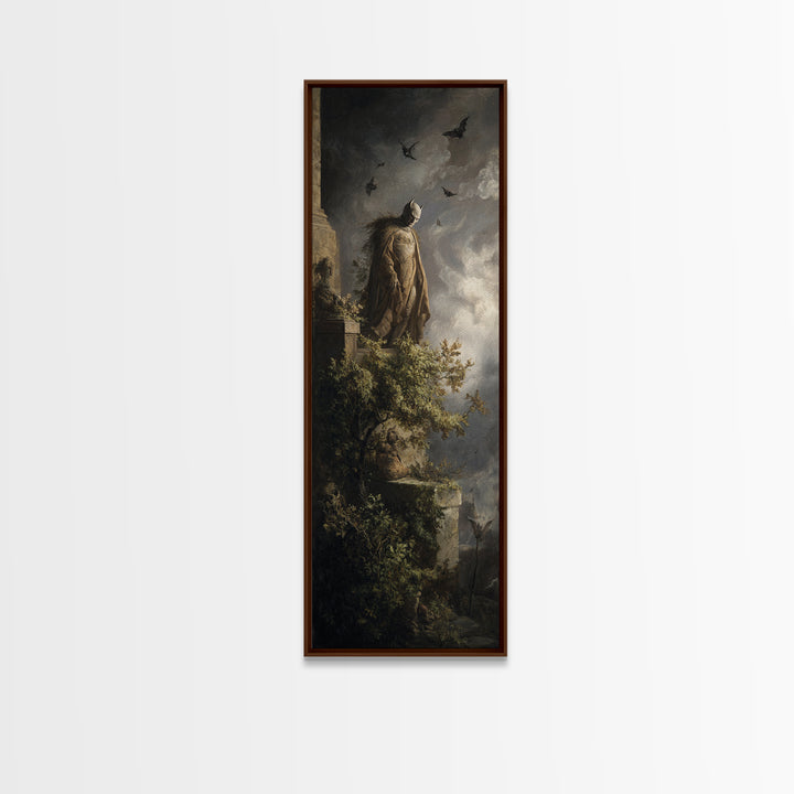The Bat Prince, Baroque Witchcraft Art, Tall Narrow Wall Art, Gothic Horror Wall Art, Framed Canvas Print, Halloween Wall Art