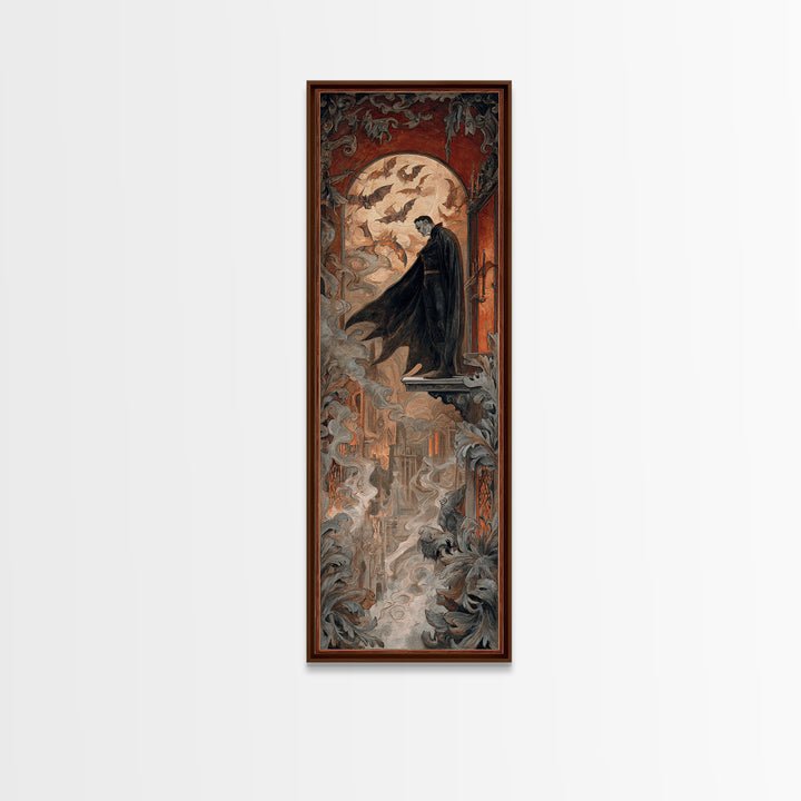 The Bat Prince, Visionary Gothic Art, Tall Narrow Wall Art, Gothic Horror Wall Art, Framed Canvas Print, Halloween Wall Art