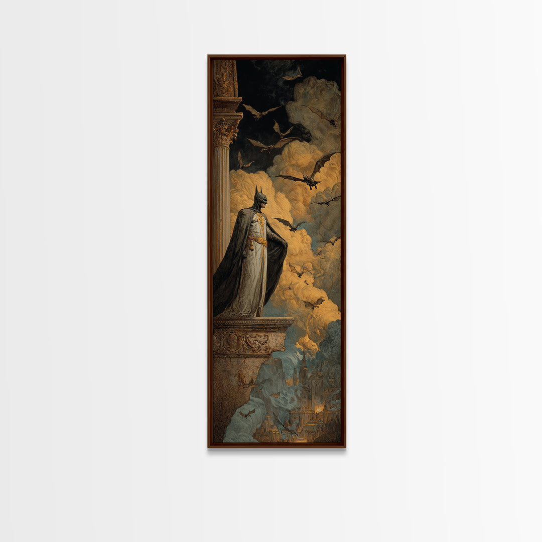 The Bat Prince, Apocalyptic Romantic Art, Tall Narrow Wall Art, Dark Fantasy Wall Art, Canvas Print, Halloween Wall Art, Dark Fantasy Art