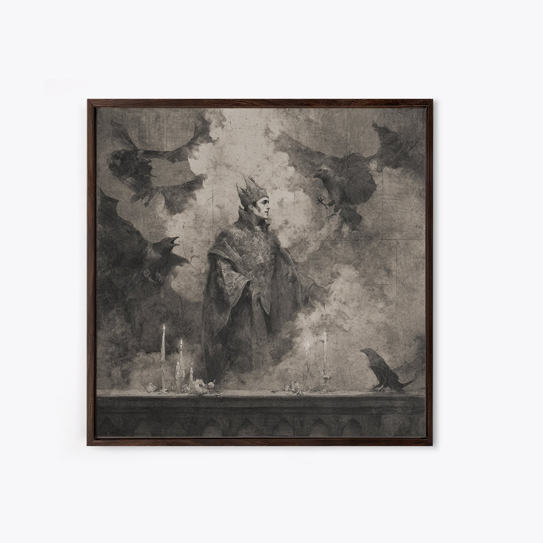 The Bat Prince, Symbolist Dream Art, Square Wall Art, Macabre Wall Art, Canvas Print, Halloween Wall Art, Dark Fantasy Art