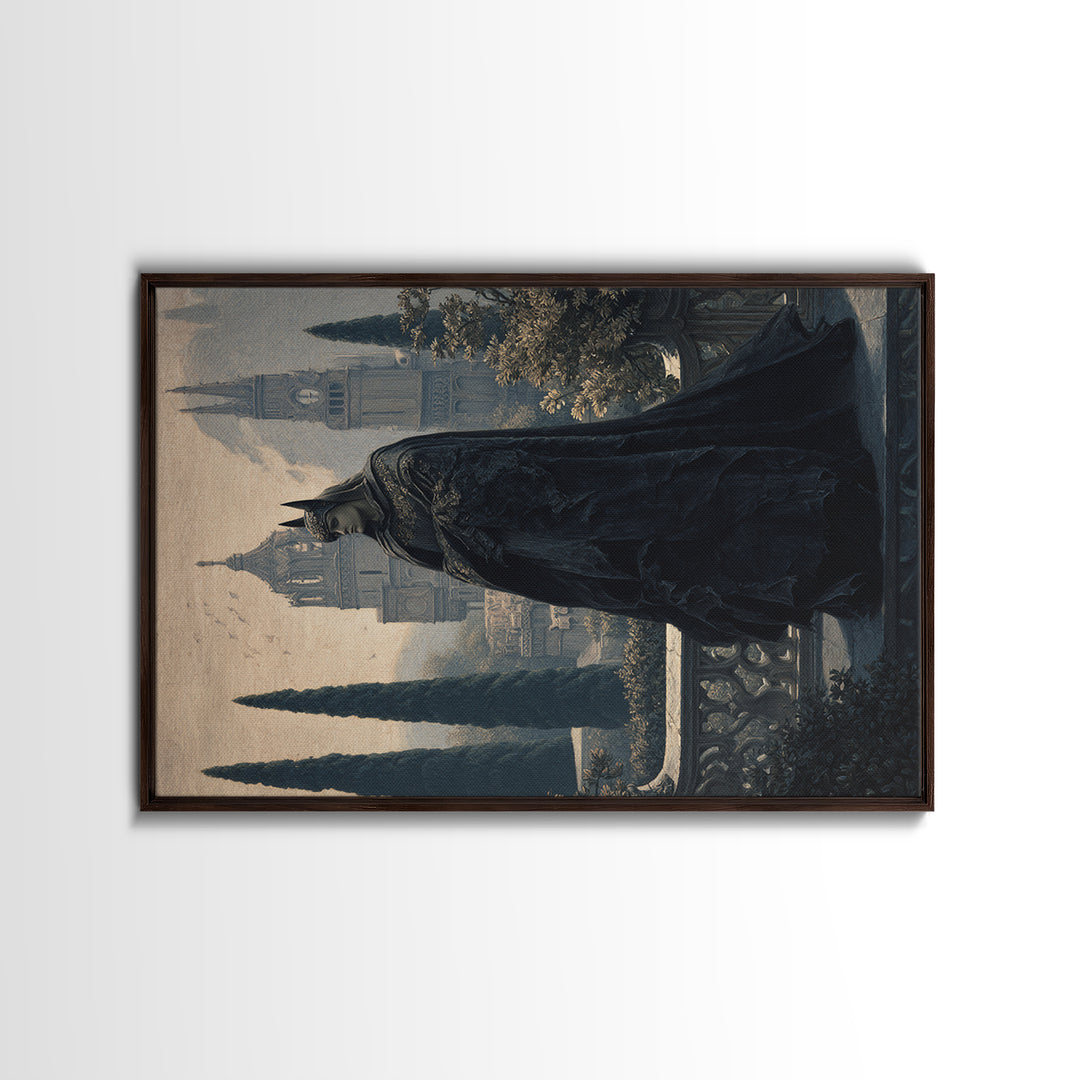 The Bat Prince, Symbolist Gothic Landscape, Landscape Wall Art, Dark Halloween Decor, Framed Canvas Print, Halloween Wall Art
