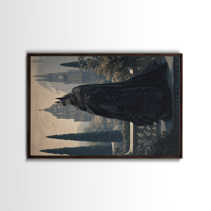 The Bat Prince, Symbolist Gothic Landscape, Landscape Wall Art, Dark Halloween Decor, Framed Canvas Print, Halloween Wall Art