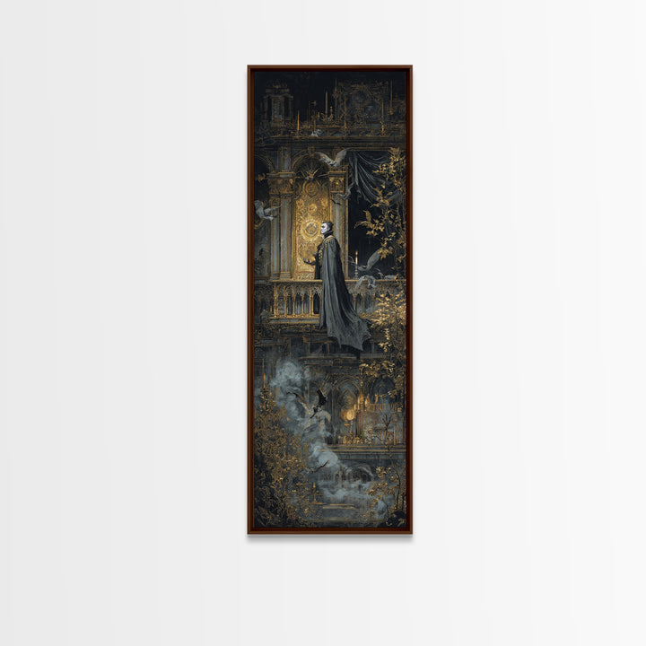 The Bat Prince, Ornate Symbolist Art, Tall Narrow Wall Art, Dark Halloween Decor, Canvas Print, Halloween Wall Art