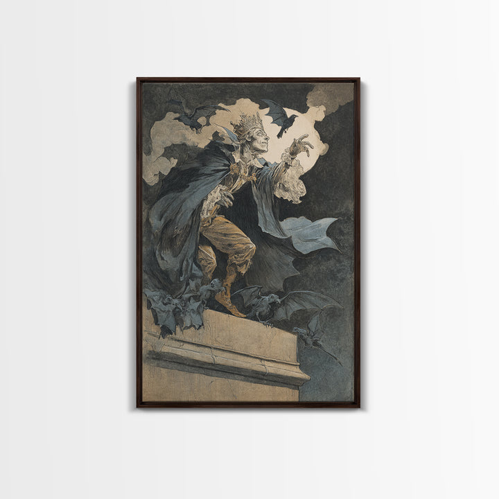 The Bat Prince, Decadent Gothic Art, Vertical Wall Art, Dark Halloween Decor, Canvas Print, Halloween Wall Art, Gothic Home Decor