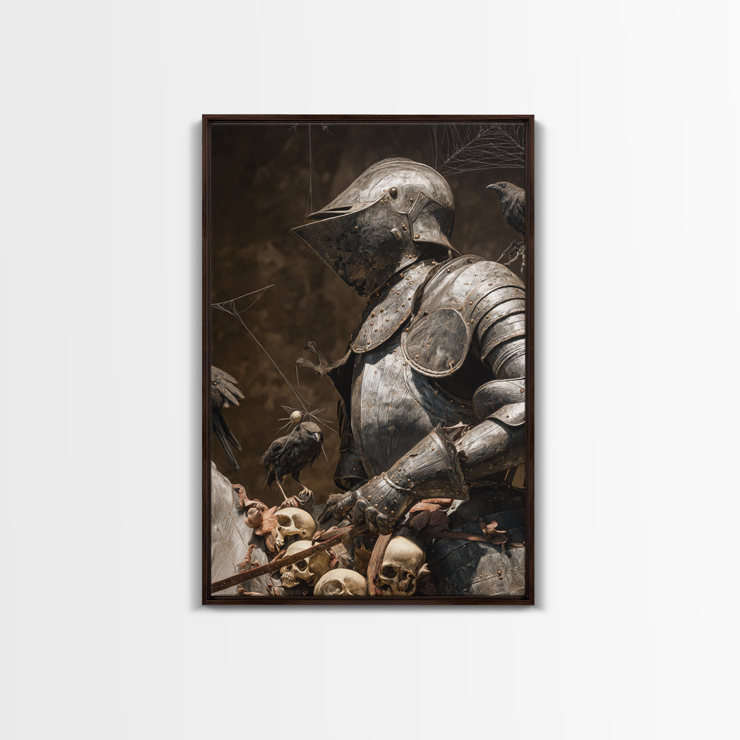 The Spider Knight, Danse Macabre Art, Vertical Wall Art, Macabre Wall Art, Canvas Print, Halloween Wall Art