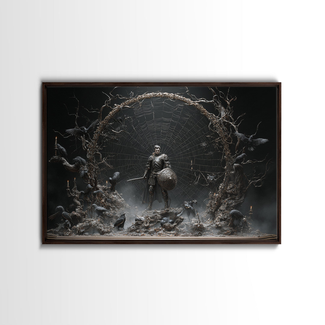 The Spider Knight, Baroque Witchcraft Art, Landscape Wall Art, Dark Halloween Decor, Canvas Print, Halloween Wall Art, Macabre Wall Art