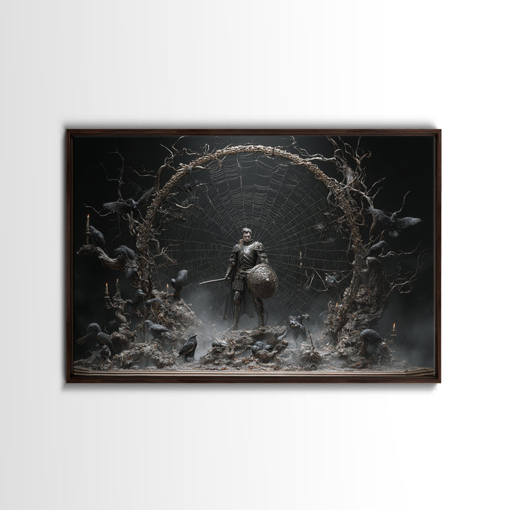 The Spider Knight, Baroque Witchcraft Art, Landscape Wall Art, Dark Halloween Decor, Canvas Print, Halloween Wall Art, Macabre Wall Art