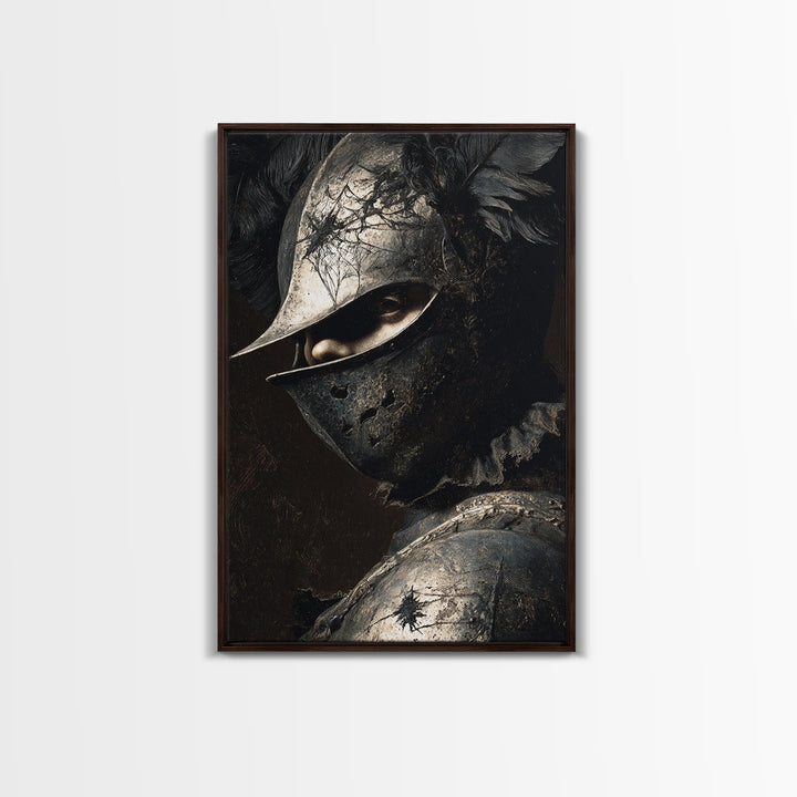 The Spider Knight, Dark Romantic Horror Art, Vertical Wall Art, Macabre Wall Art, Framed Canvas Print, Halloween Wall Art