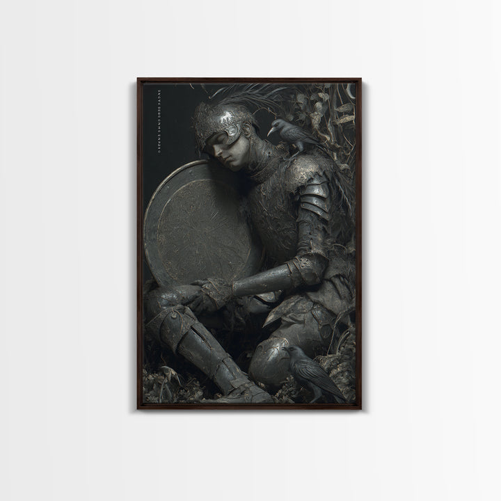 The Spider Knight, Gothic Nightmare Art, Vertical Wall Art, Macabre Wall Art, Framed Canvas Print, Halloween Wall Art
