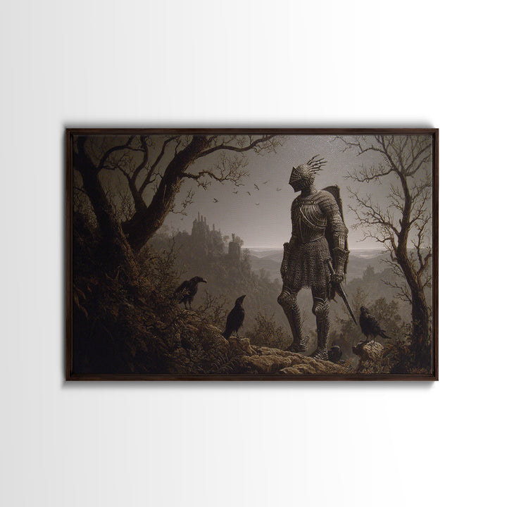 The Spider Knight, Romantic Gothic Landscape, Landscape Wall Art, Dark Halloween Decor, Canvas Print, Halloween Wall Art