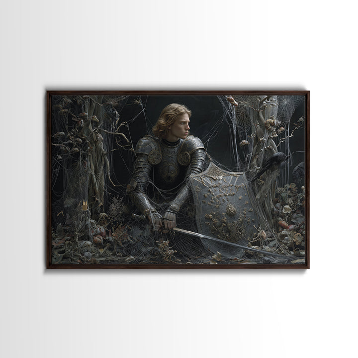 The Spider Knight, Symbolist Gothic Landscape, Landscape Wall Art, Gothic Horror Wall Art, Canvas Print, Halloween Wall Art