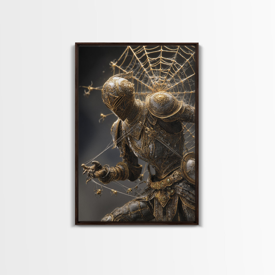 The Spider Knight, Ornate Symbolist Art, Vertical Wall Art, Macabre Wall Art, Canvas Print, Halloween Wall Art, Halloween Decor