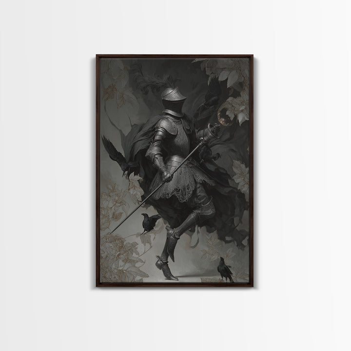 The Spider Knight, Decadent Gothic Art, Vertical Wall Art, Dark Fantasy Wall Art, Framed Canvas Print, Halloween Wall Art