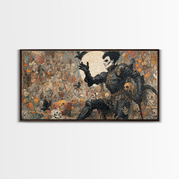 The Spider Knight, Grotesque Carnival Art, Wide Panoramic Art, Macabre Wall Art, Framed Canvas Print, Halloween Wall Art, Halloween Decor
