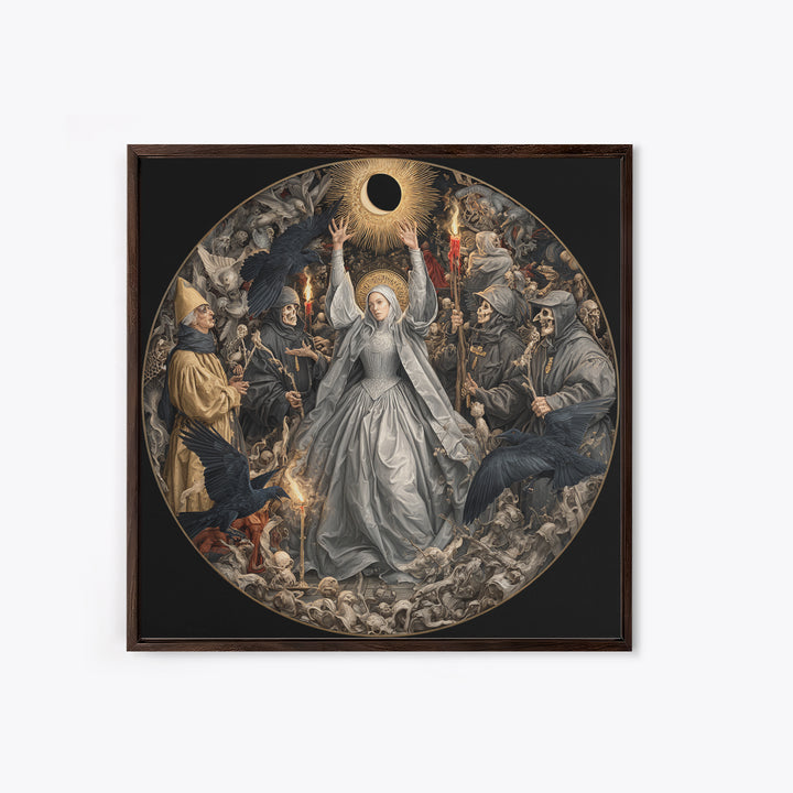 The Moon Priestess, Danse Macabre Art, Square Wall Art, Dark Halloween Decor, Framed Canvas Print, Halloween Wall Art