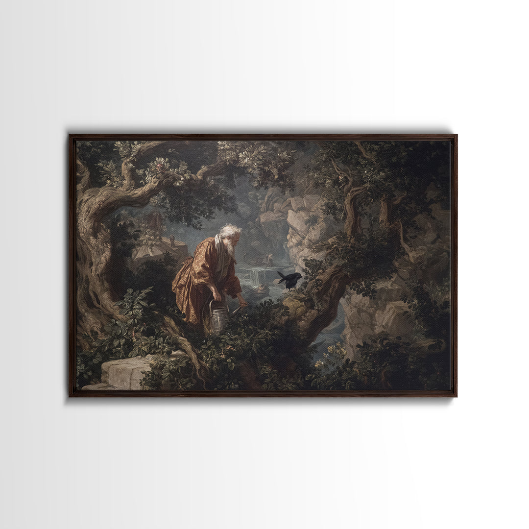 The Graveyard Gardener, Baroque Witchcraft Art, Landscape Wall Art, Macabre Wall Art, Framed Canvas Print, Halloween Wall Art