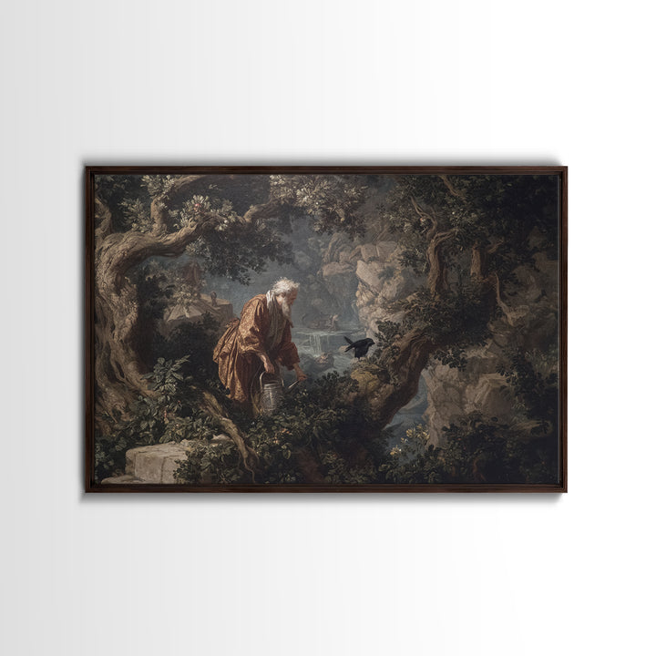 The Graveyard Gardener, Baroque Witchcraft Art, Landscape Wall Art, Macabre Wall Art, Framed Canvas Print, Halloween Wall Art