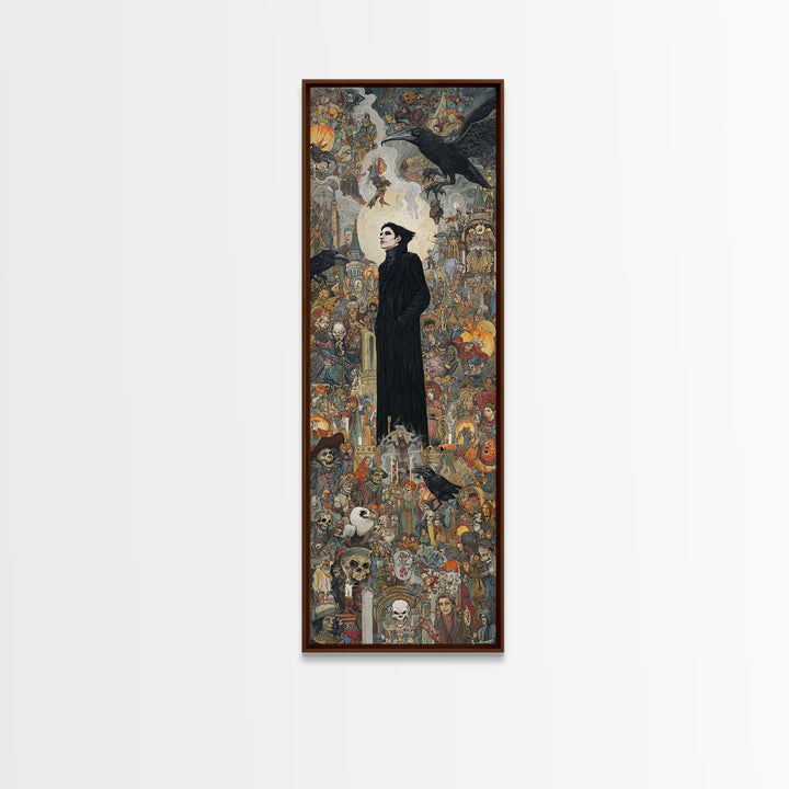 The Crow-Masked Assassin, Grotesque Carnival Art, Tall Narrow Wall Art, Gothic Horror Wall Art, Canvas Print, Halloween Wall Art