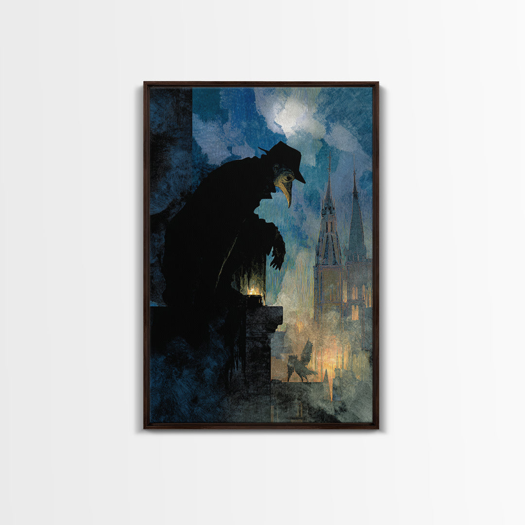 The Crow-Masked Assassin, Expressionist Gothic Art, Vertical Wall Art, Dark Fantasy Wall Art, Canvas Print, Halloween Wall Art