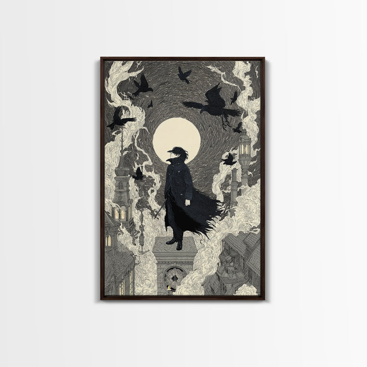 The Crow-Masked Assassin, Victorian Macabre Art, Vertical Wall Art, Macabre Wall Art, Canvas Print, Halloween Wall Art