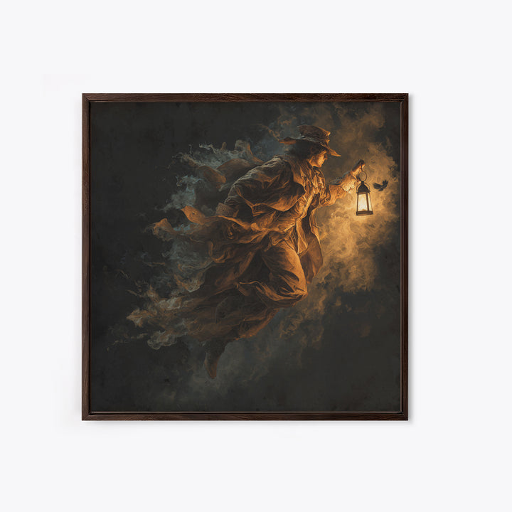 The Lantern Mage, Baroque Witchcraft Art, Square Wall Art, Dark Halloween Decor, Canvas Print, Halloween Wall Art, Statement Wall Art