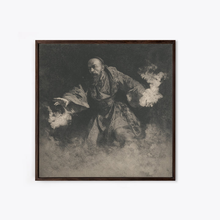 The Lantern Mage, Symbolist Dream Art, Square Wall Art, Dark Halloween Decor, Canvas Print, Halloween Wall Art, Dark Fantasy Art