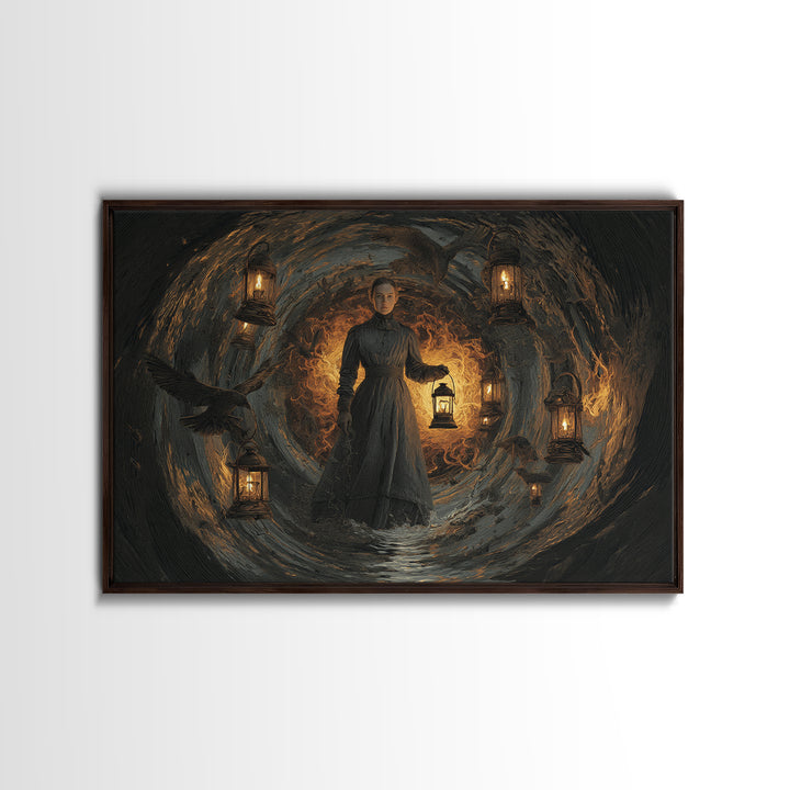 The Lantern Mage, Symbolist Gothic Landscape, Landscape Wall Art, Macabre Wall Art, Canvas Print, Halloween Wall Art, Horror Wall Art