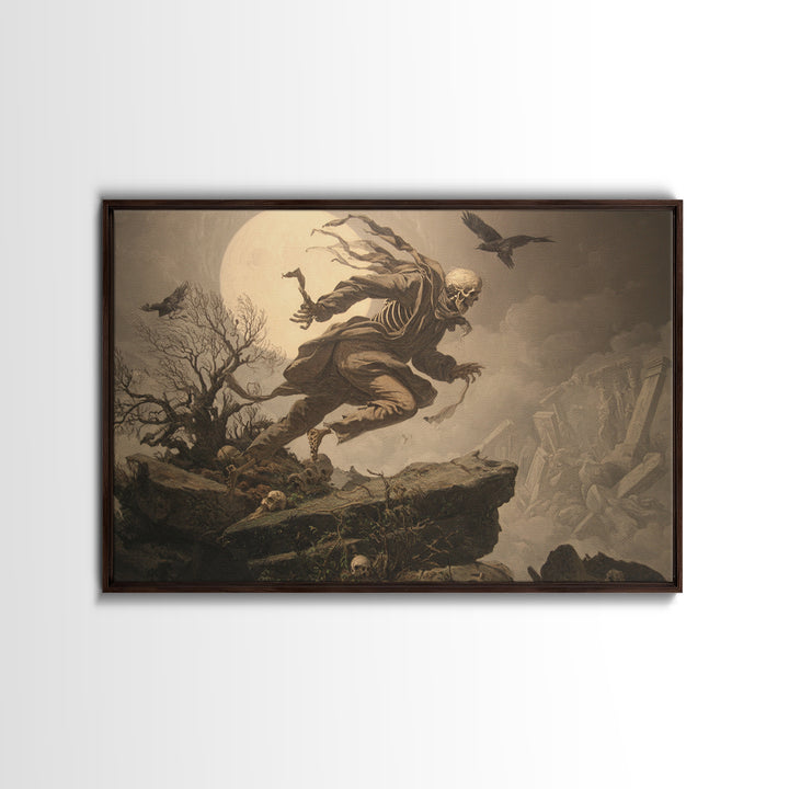 The Bone Sculptor, Romantic Gothic Landscape, Landscape Wall Art, Macabre Wall Art, Framed Canvas Print, Halloween Wall Art