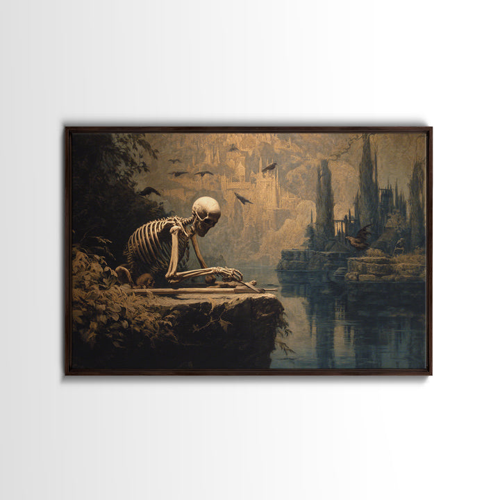 The Bone Sculptor, Symbolist Gothic Landscape, Landscape Wall Art, Gothic Horror Wall Art, Framed Canvas Print, Halloween Wall Art