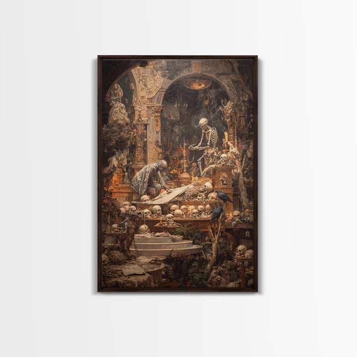 The Bone Sculptor, Ornate Symbolist Art, Vertical Wall Art, Dark Halloween Decor, Canvas Print, Halloween Wall Art, Spooky Wall Decor