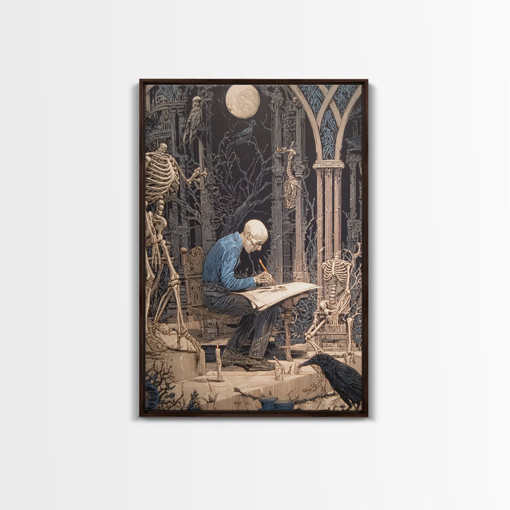 The Bone Sculptor, Victorian Macabre Art, Vertical Wall Art, Gothic Horror Wall Art, Framed Canvas Print, Halloween Wall Art