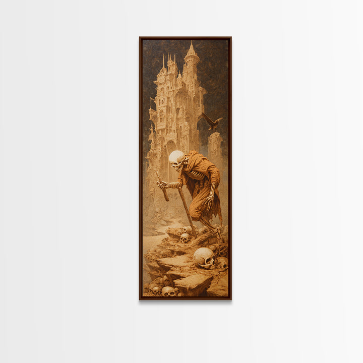 The Bone Sculptor, Surreal Apocalyptic Art, Tall Narrow Wall Art, Gothic Horror Wall Art, Canvas Print, Halloween Wall Art