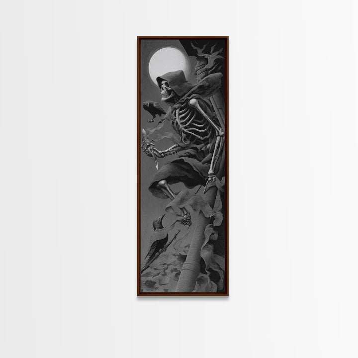 The Bone Sculptor, Biomechanical Horror Art, Tall Narrow Wall Art, Dark Fantasy Wall Art, Canvas Print, Halloween Wall Art