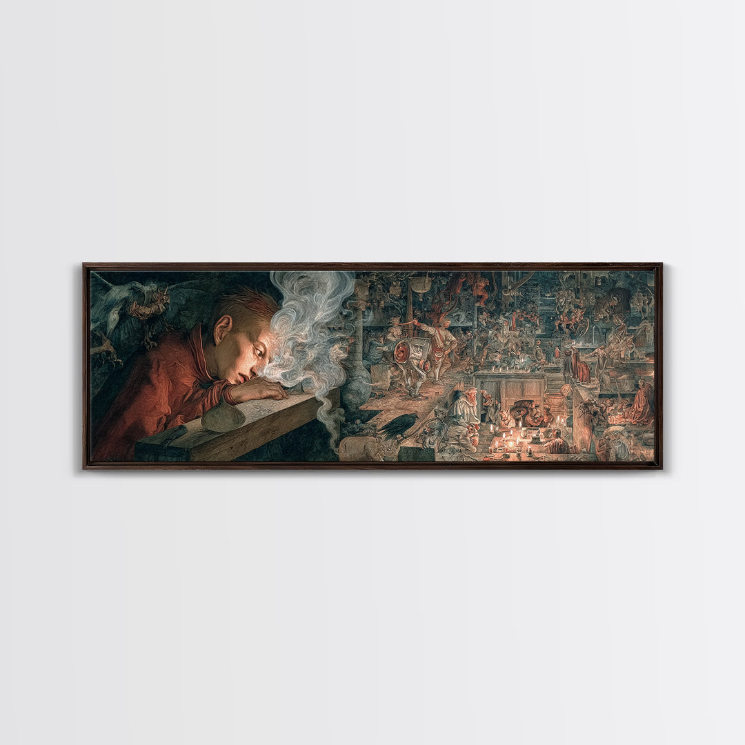 The Dream Eater, Medieval Grotesque Art, Extra Wide Wall Art, Macabre Wall Art, Canvas Print, Halloween Wall Art