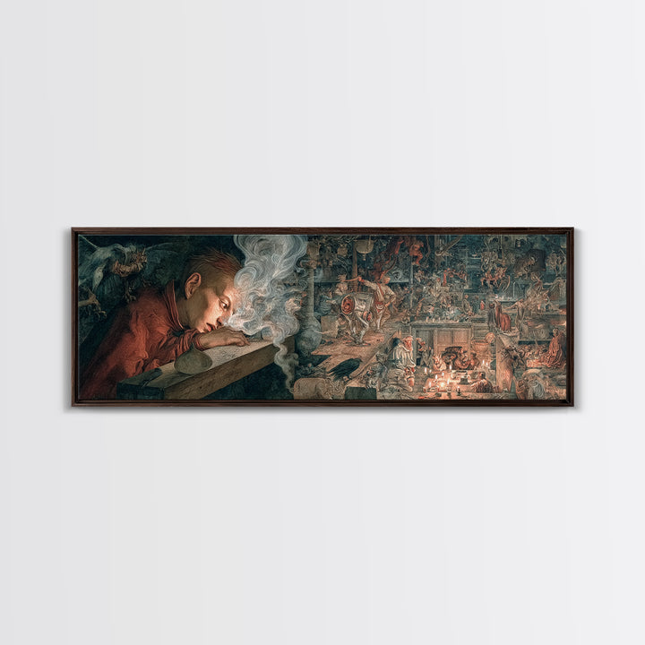 The Dream Eater, Medieval Grotesque Art, Extra Wide Wall Art, Macabre Wall Art, Canvas Print, Halloween Wall Art