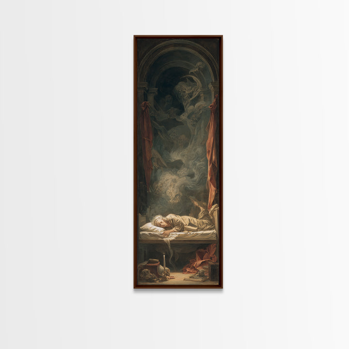 The Dream Eater, Gothic Nightmare Art, Tall Narrow Wall Art, Macabre Wall Art, Framed Canvas Print, Halloween Wall Art