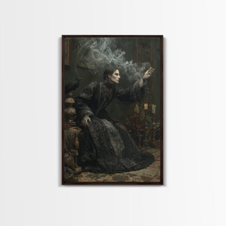 The Dream Eater, Ornate Symbolist Art, Vertical Wall Art, Dark Halloween Decor, Framed Canvas Print, Halloween Wall Art