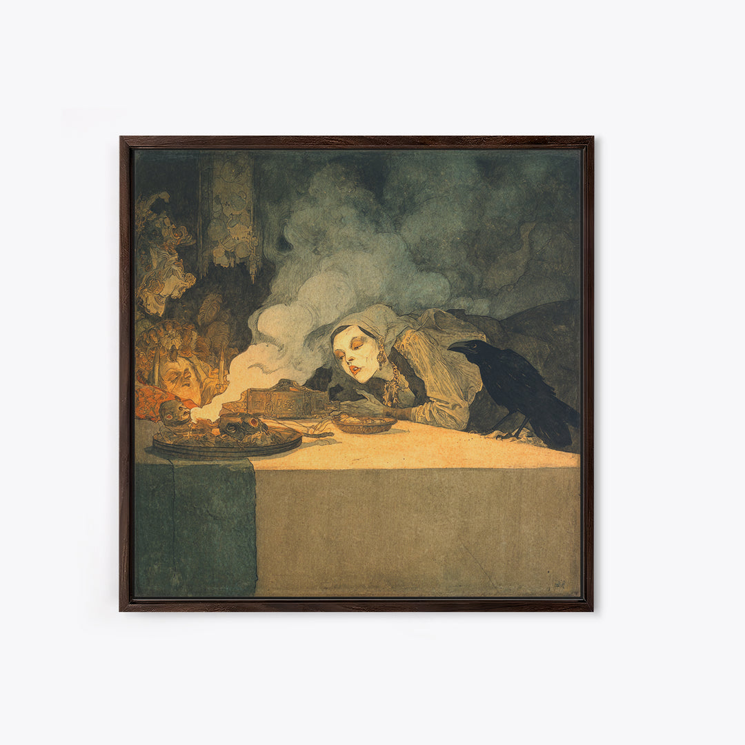 The Dream Eater, Symbolist Etching Art, Square Wall Art, Dark Fantasy Wall Art, Framed Canvas Print, Halloween Wall Art, Horror Wall Art